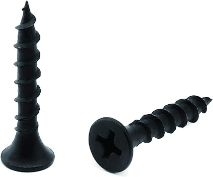 #6 x 1 Wood Screw 50PCS Black Phosphate Coated Stainless Flat Truss Head Fast Self Tapping Drywall Screws by SG TZH