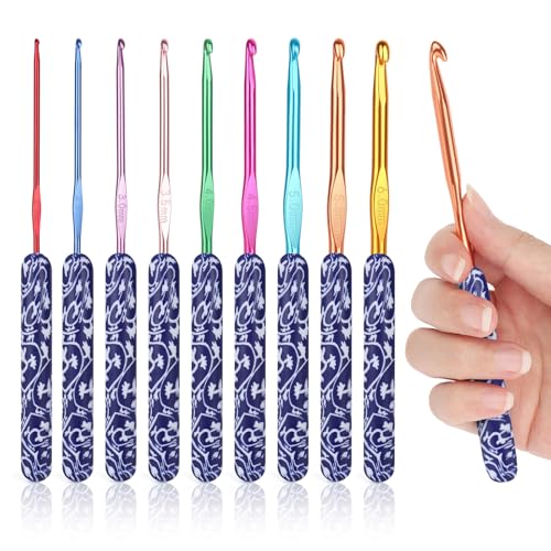 Coopay Warm Crochet Hooks, Ergonomic Crochet Hook Set Soft Grip- Dark Blue