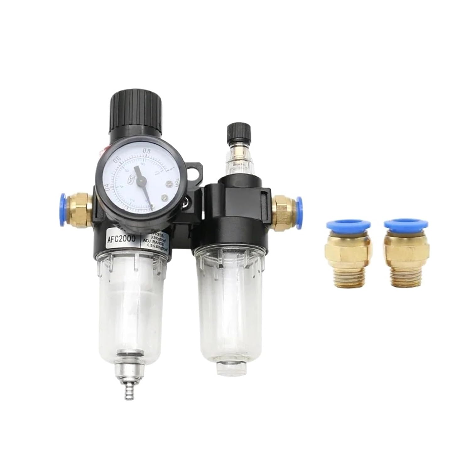 AFC2000 G1/4 Air Compressor Oil Water Separator Air Filter for Pressure Reducing Valve Regulator AFR2000 + AL2000(AFC-E-SM+PM20)