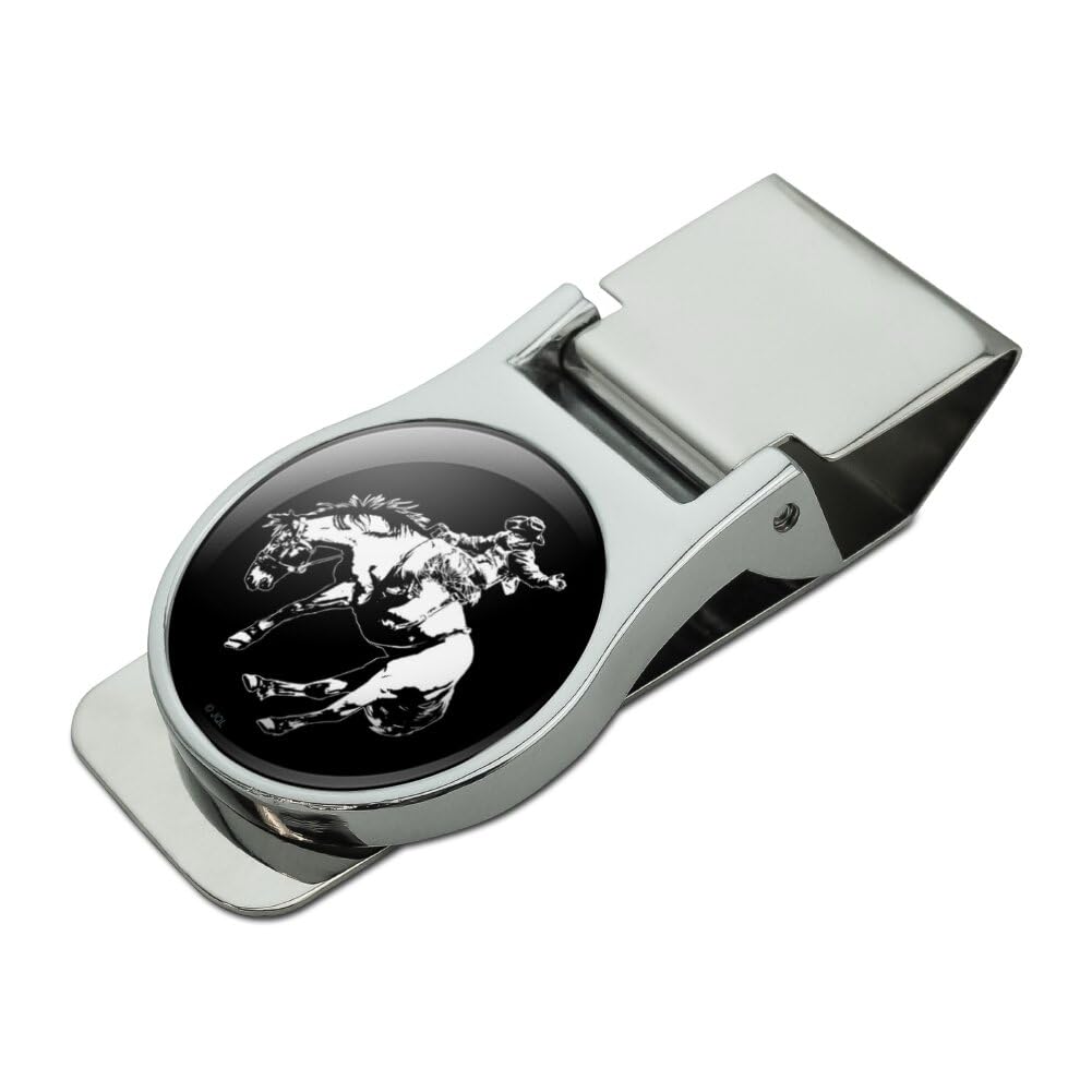 GRAPHICS & MORE Bucking Bronco Illustration Satin Chrome Plated Metal Money Clip