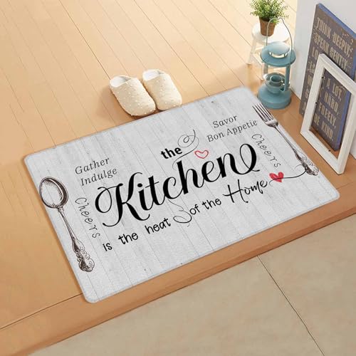 Kitchen Family Quotations Antifatigue Kitchen Bath Door Mat Cushioned Runner Rug,Washable Welcome Floor Sink Mat,Waterproof & Non-Slip Standing Doormat for Kitchen,Modern Farmhouse Gray 18