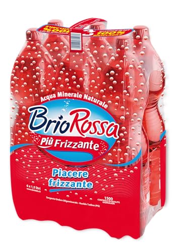 Rocchetta BrioRossa Acqua Minerale Naturale Frizzante, 6 x 1.5L