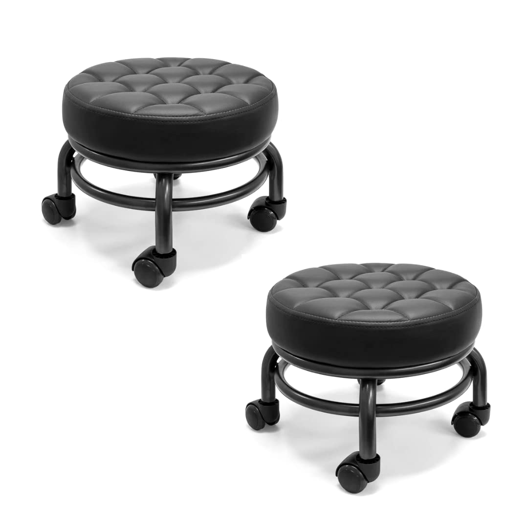 A&A Rolling/Scoot Stool | Comfortable | Heavy-Duty/Sturdy | 360 Degree Rotating | Low to Ground Acubest (2)