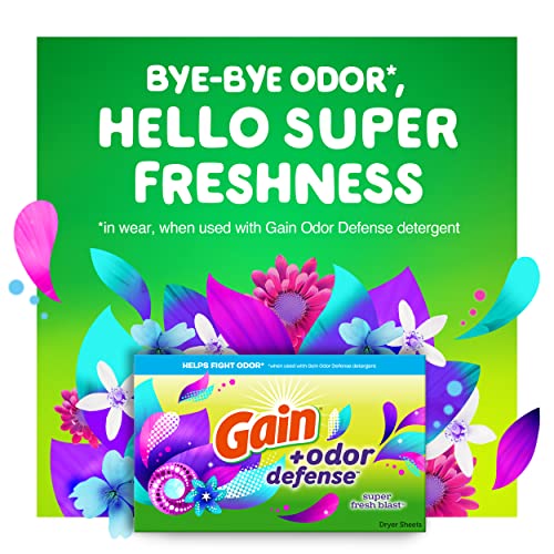 Gain Flings Laundry Detergent Pacs With Odor Defense, Super Fresh Blast, 76 Ct + Gain + Odor Defense Scent Booster Beads, Super Fresh Blast, 26.5Oz + Gain Dryer Sheets, Super Fresh Blast, 240 Ct #TOP6