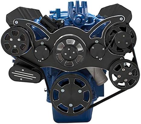 390 Serpentine System All Inclusive Compatible with Ford FE 390 427 428 Engines with Black Diamond Finish