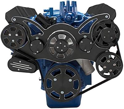 390 Serpentine System All Inclusive Compatible with Ford FE 390 427 428 Engines with Black Diamond Finish