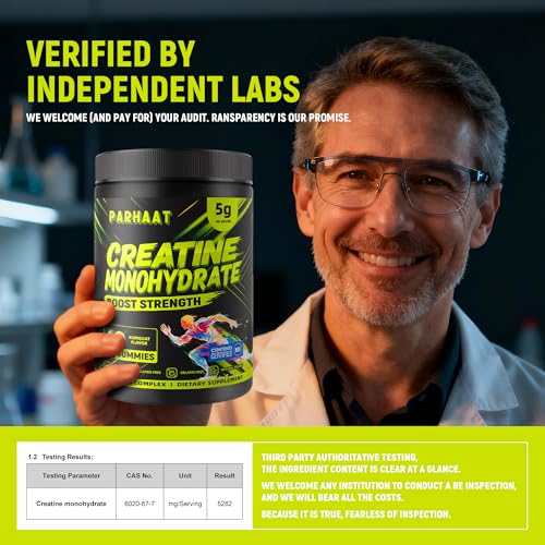Image of NSF Certified Creatine Gummy - Creatine Monohydrate Gummies 5g for Men & Women - Boost Focus,Strength, and Endurance, Vegan, Gluten-Free, Non-GMO, 2.5 Gram Creatine per Gummy (Kumquat 90 ct)