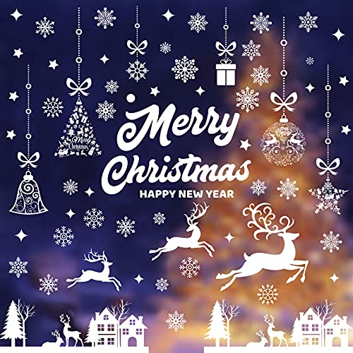 Photos de vitrines de Noël, 9 photos Décorations de fenêtres, Images de fenêtre de Noël autocollantes, Images de fenêtre de flocons de neige en PVC