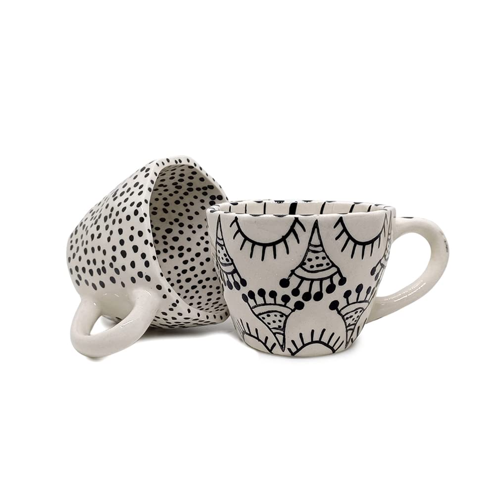 INVERT FRAGRANCES Coffee Mug Ceramic Mugs Gift to Best Friend Microwave Safe Mugs Set of 2 (Bell&Dots)