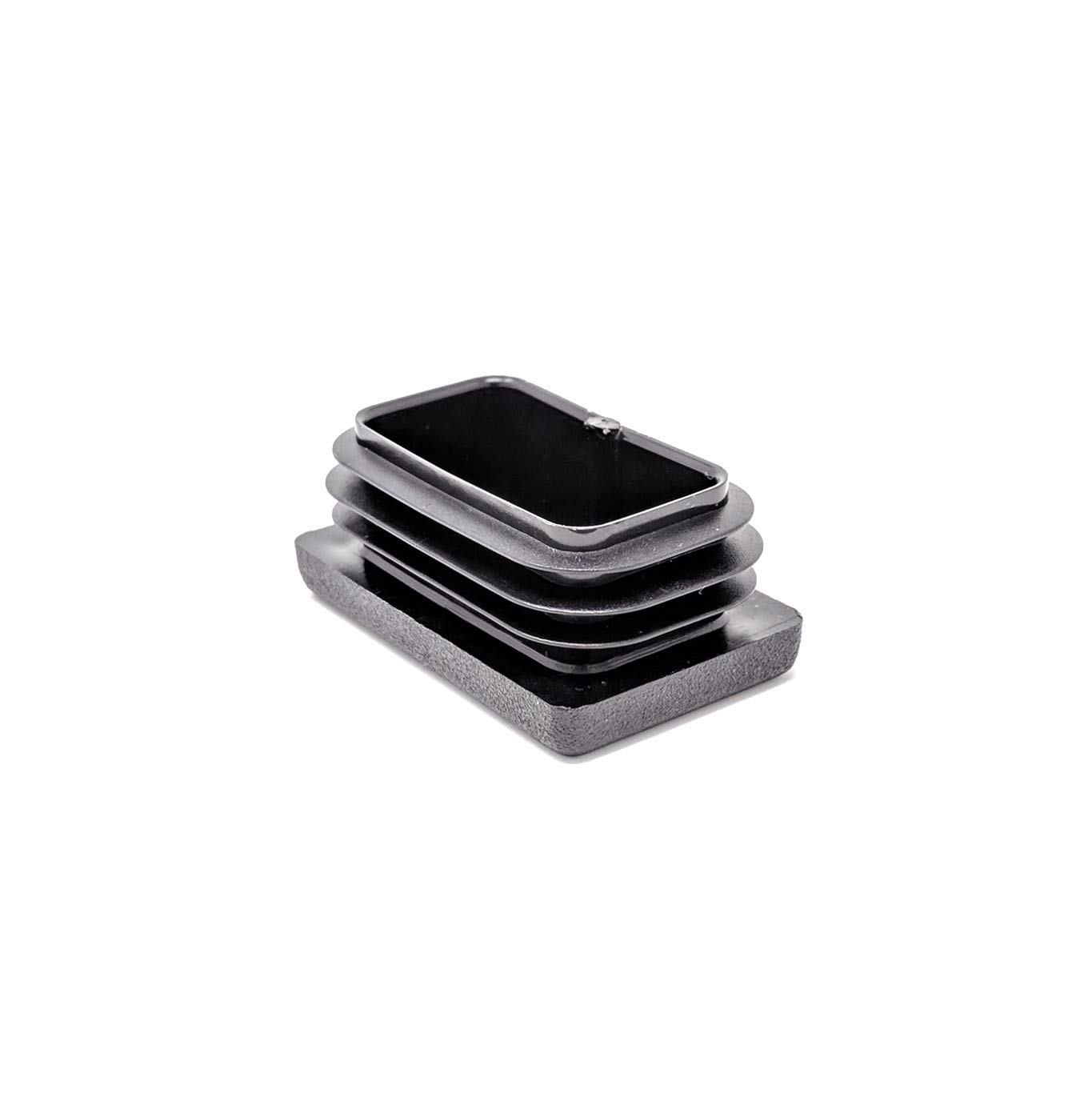 Rectangle Ribbed Plastic Insert Plugs End Caps (Black, 40x25mm See Second Image for Dimensions- Pack of 4) Made in Germany.