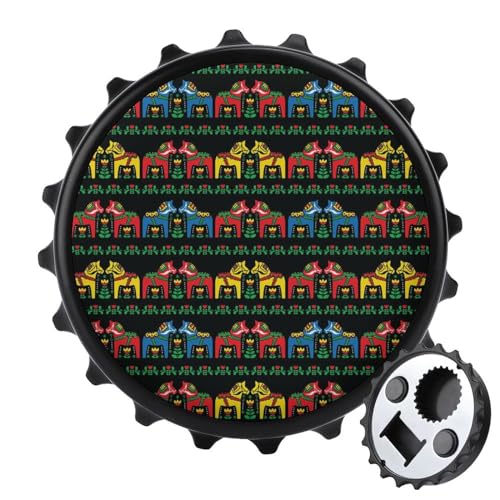 Apribottiglie magnetico svedese Dala Horse modello folk apribottiglie personalizzato apribottiglie tappo di bottiglia magneti per frigorifero per cucina di casa stile nero