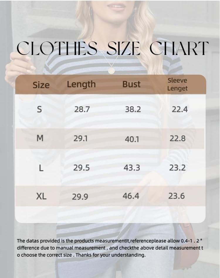 Long Sleeve Shirts for Women Fall Fashion Crewneck Striped Tops Loose Fit Color Block Pullover Outfits - Image 7
