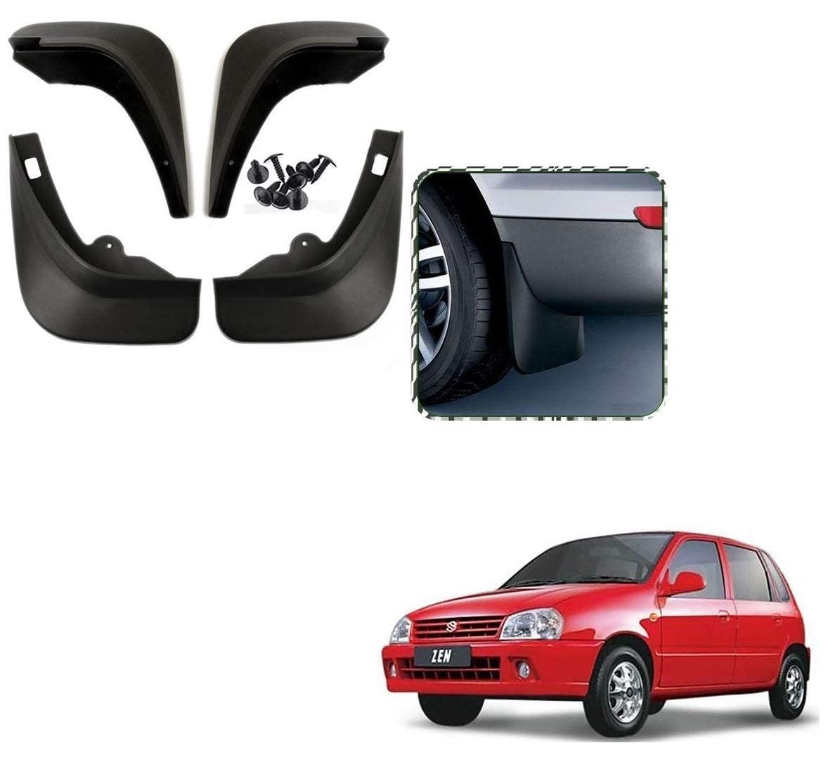 Auto Addict Car Mud Flaps O.E Type Mud Guard Set of 4 pcs for Maruti Suzuki Zen