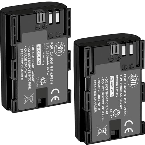 BM Premium 2 LP-E6N Batteries for Canon EOS R, EOS R5, EOS 90D, EOS 60D, EOS 70D, EOS 80D, EOS 5D II, EOS 5D III, EOS 5D IV, EOS 5Ds, EOS 6D, EOS 6D II, EOS 7D, EOS 7D Mark II, C700, XC10, XC15 Camera
