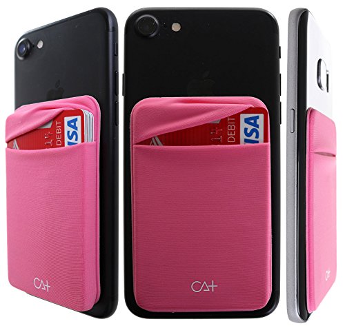 CHEAP SUNDAY Cell Phone Pocket Self Adhesive Card Holder Stick On Wallet Sleeve with Adhesive Stretchy Phone Wallet Card ID Credit Card ATM Card Holder for iPhone and Android (Pink)