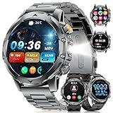 Militär Smartwatch Herren mit 1000mAh Akku/1.53' Großes Display,Fitnessuhr mit Telefonfunktion,Herzfrequenz Schlafmonitor SpO2,123 Sportmodi, IP68 Wasserdicht Schrittzähler Fitnessuhr für Android iOS