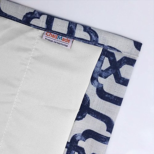 Chadmade Neutral Trellis Window Curtains 50" W X 96" L, Pinch Pleated Modern Lattice Drapery Panel With Room Darkening Lining (1 Panel), Sapphire Blue #TOP4