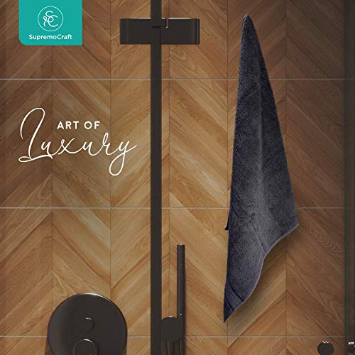 Luxury Bath Towels | 100% Pure Cotton | Super Soft Highly Absorbent, No Fading, Fast Drying | Gym, Swimming, Yoga, Travel | Towel Set For Bathroom | Set Of 4 | Size 27 X 54 Inch (Grey/Steal Blue) #TOP4