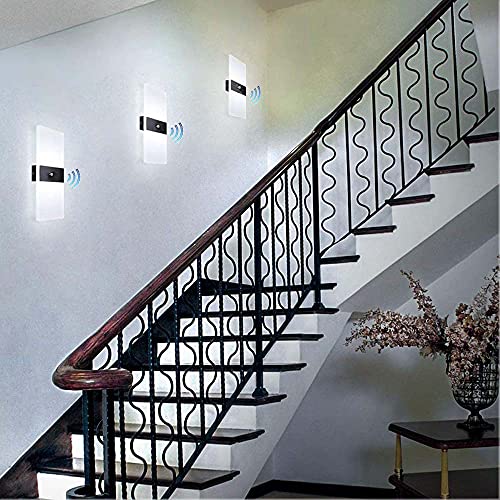 Ankboy Motion Sensor Wall Lights Battery Operated Led Wall Sconces Set Of 2 Rechargeable Wireless Magnetic Black Wall Lamp Indoor With Switch Usb Night Light For Bedroom, White Light 6000K #TOP7