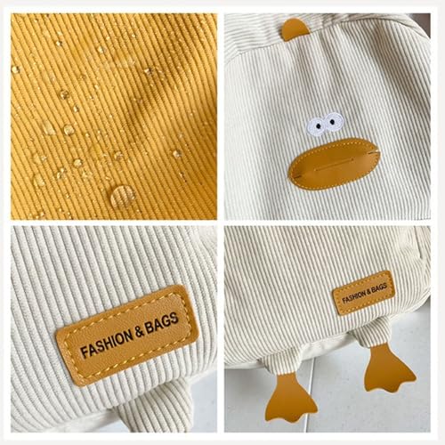 Duck Backpack, Duck Cute Backpack for Girls, Kawaii Large Capacity Corduroy Laptop Backpack (Black)4