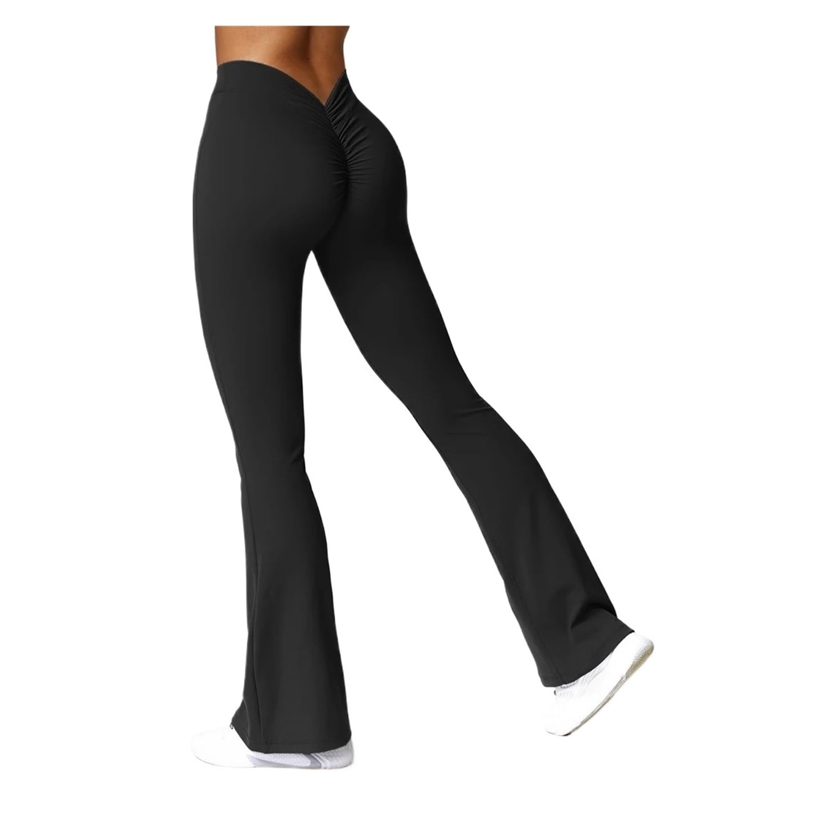 Pantalones De Yoga Acampanados con Realce Cadera, Pierna Ancha Y Trasero Fruncido, Cintura Alta para Yoga Fitness