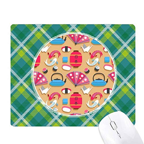 Tapis de souris crane de style japonais avec motif reseau vert