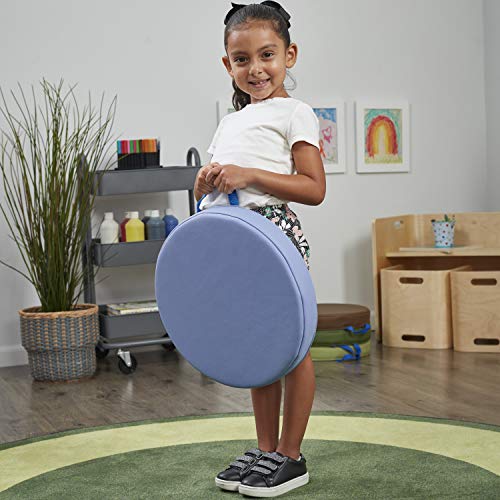 Image of Factory Direct Partners SoftScape 15 inch Round Classroom Floor Cushions with Handles; Flexible Seating for Daycare, Preschool, Playroom; 2 inch Thick Deluxe Foam (6-Piece) - Earthtone, 11232-ET