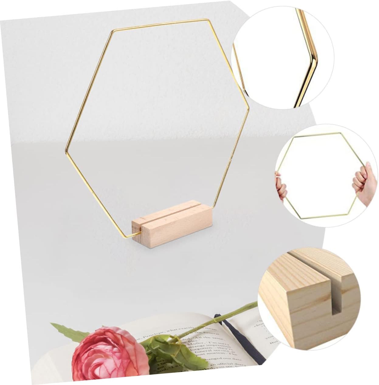 OUNONA Metal Floral Rings for DIY Decorations 10pcs Hexagon Wreath for Wedding Birthday Christmas