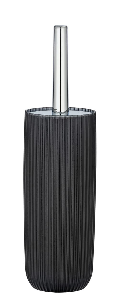 WENKO Juego de WC «Agropoli» color gris soporte de cepillo cerrado de plástico de calidad con diseño plástico y superficie esmerilada, cepillo higiénico para WC, 10 x 36,5 cm de diámetro