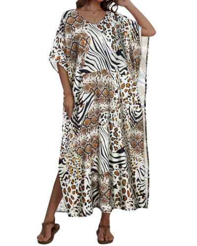 Image of Kaftan Dresses for Women V Neck Caftan Batwing Sleeve Swimsuit Cover Up