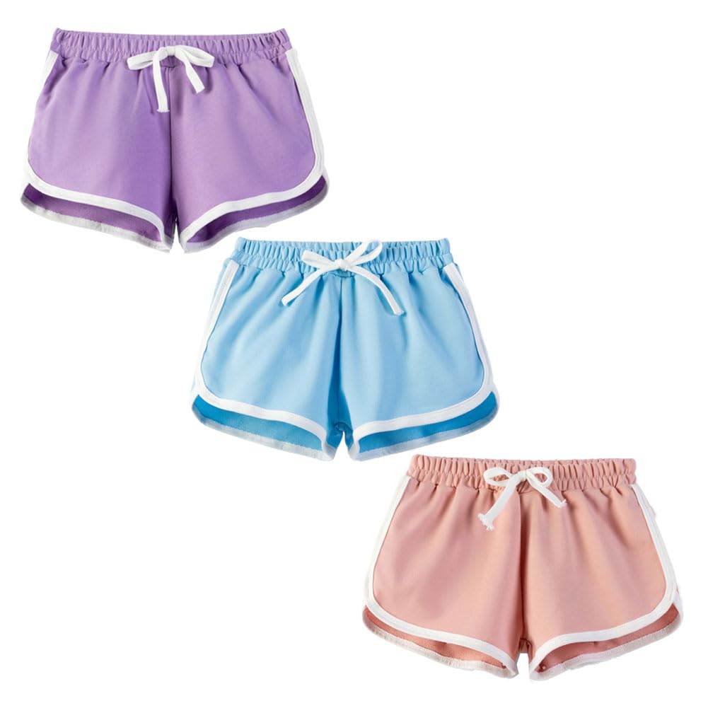 FedMois Shorts en Coton Garçon Fille, Lot de 3