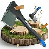 FORSTRIESE® Axt 72cm | Vibrationsarme Spaltaxt inkl. Klingenschutz | Beil aus hochwertigem Non-Break Fiberglas-Kunststoff zum Holz spalten | Teflon Beschichtung & ergonomischer Griff | TimberX70