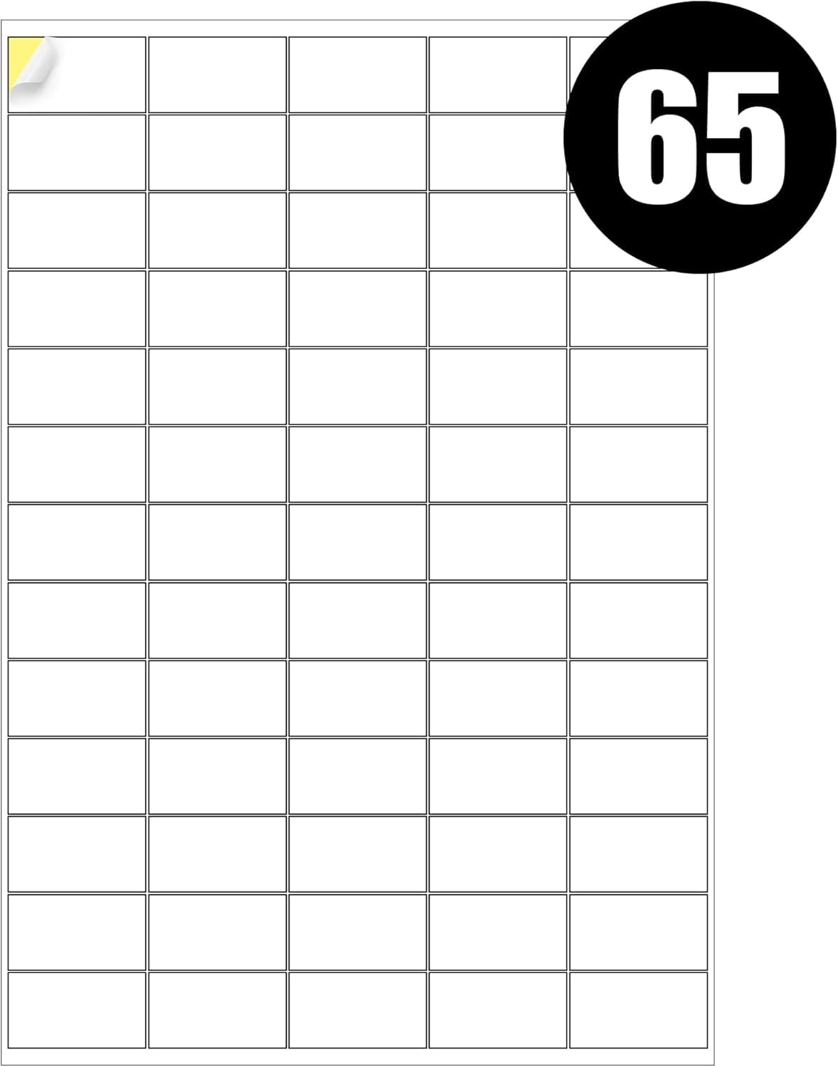 RFE 25 x Multipurpose A4 Label Sheets - 65 Labels Per Sheet (38 x 21mm Each) Self Adhesive - Easy Peel White Labels for Inkjet & Laser Printer-Address-Shipping-File-DIY Stickers-Printable Sticky Label
