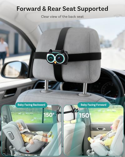 Image of OTTOCAST Cabin Care Baby Car Camera with Wireless CarPlay Adapter, 1080P HD Baby Monitor with IR Night Vision, 150 Wide Angle, Real-Time Rear Seat View On Car Screen, Easy Install