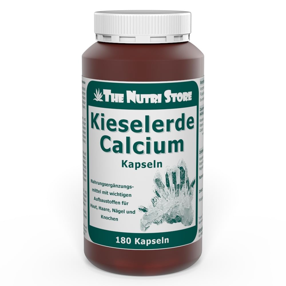 Kieselerde Calcium Kapseln 180 Stk. - Nahrungsergänzungsmittel mit wichtigen Aufbaustoffen für Haut, Haare, Nägel und Knochen