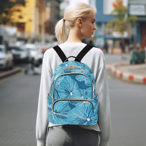Mochila de viaje Bold Line Leaf Geranium Cyan Blue de alta calidad 12.5" 7