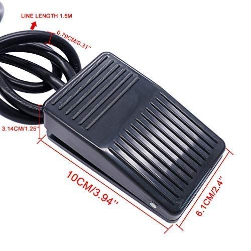 Twtade Momentary Deadman Foot Pedal Switch With 5Ft Cable Control Machine,Meat Grinder ,Woodworking Machine Control ，Grinder Etc. Plastic Non Slip Ac 250V 10A Spdt No Nc For Cnc Industrial Fs-01-X #TOP3