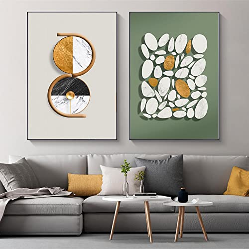 Tableaux géométrie dorée minimaliste abstraite pour salon chic - 4