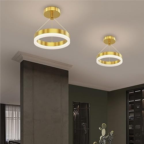 Miniatura 5 de Moderna lámpara nórdica de techo semiempotrada, 12 W, 6000 K, blanco brillante, lámpara de techo cableada para dormitorio, cocina, pasillo,