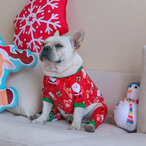 Image of CuteBone Small Dogs Christmas Outfit Soft Puppy Onesies Pjs Dog Pajamas Pet Coat Cat Apparel Comfy Doggie Jumpsuit Bodysuit for All Seasons