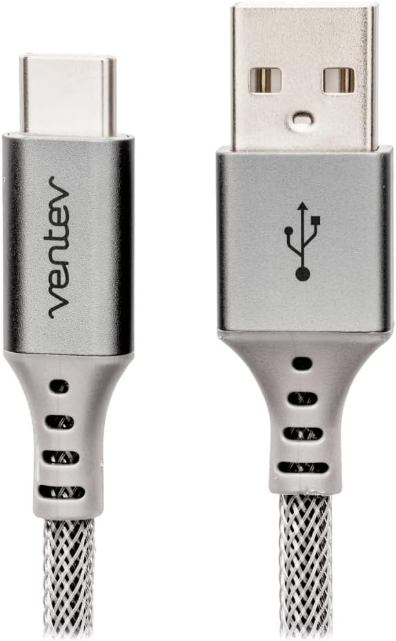 Ventev Chargesync Alloy Cable | Type A-C, Supports Rapid Rate Charging up to 3A, Transfers Data to Most PC or MAC, Ultra-Sleek Aluminum Housing, No-Fray Durability, Rapid Charging | 4ft Steel Gray