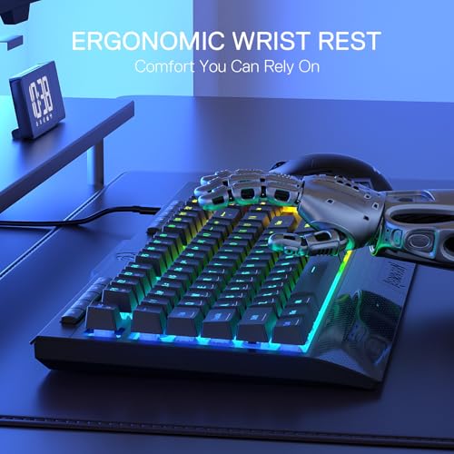 K525 RGB Backlit Membrane Gaming Keyboard with Multimedia Keys, Linear Mechanical-Feel Switch, 4 Extra On-Board Macro Keys, Dedicated Media Control, Detachable Wrist Rest, US LAYOUT - Tastiera gaming - Immagine 4