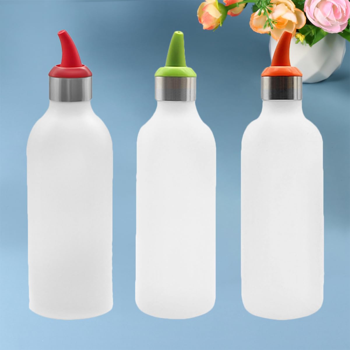 OFFSCH 3Pcs Squeeze Bottle for Salad Dressing Condiments and Material Curved Beak Design for Precise Control for Ketchup Bbq Random Colors