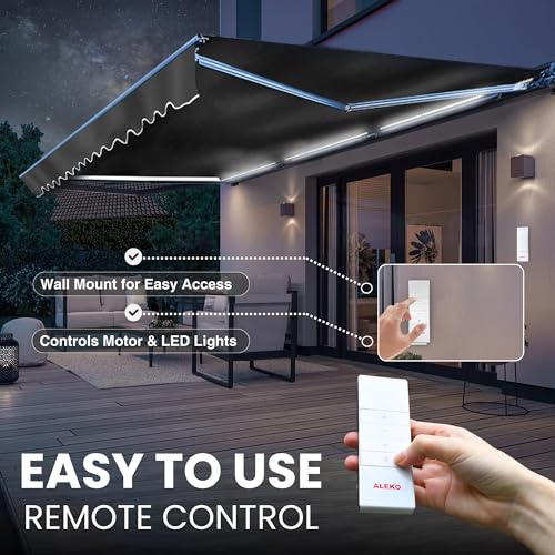 Aleko AWCL12X10BK81 Patio Awning | Luxury Remote Controlled Automatic Retractable Half Cassette thumb #2