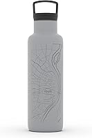 Vista 123 de Well Told Botella de agua aislada con mapa de Washington DC grabado, botella de acero inoxidable grabada (21 onzas, blanco) botella aislada de mapa