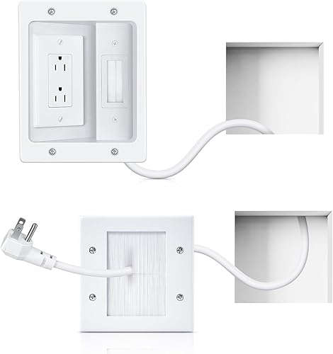 Miniatura 10 de Kit de organización de cables en la pared, protector de cables para cables de alimentación y bajo voltaje, cable de TV para TV montado en la pared,