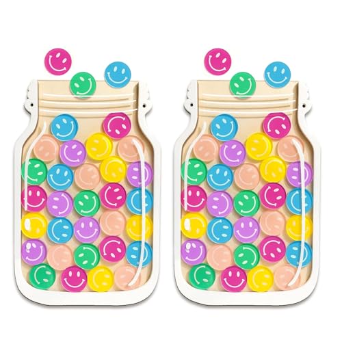2 Pack Magnetic Reward Jars for Kids - Smiley Tokens Reward Jar for Classroom 8" Star Jar Reward System Behavior Chart for Kids at Home Potty Training