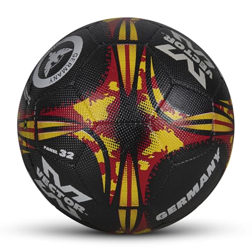 Vector X Germany Country Colour PVC Rubber Moulded Training Football with Pin Suitable for Hard Ground Soccer Ball for Adults (Color: Black, Size: 5, Pack of 1) 4 51qa6XM614L