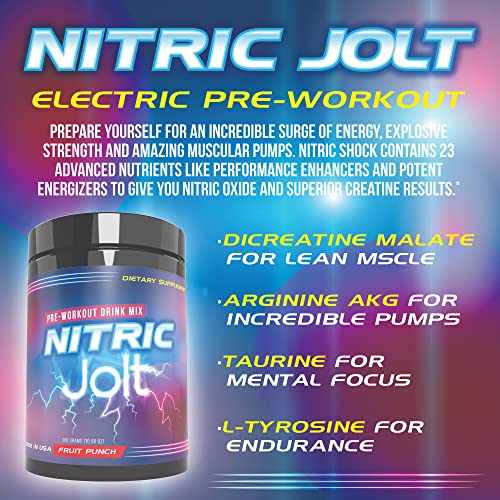 Silversage Nitric Jolt Pre-Workout Drink Mix – Sodium, Potassium, Vitamin B1, B2, B3, B6 & B12, Folic Acid, Calcium, L-Arginine Alpha Ketoglutarate And Caffeine| Dietary Supplement, | 300 Grams #TOP1