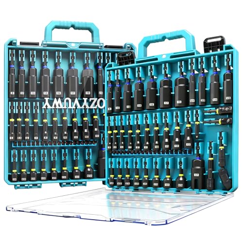 55-Piece Magnetic Impact Nut Driver Set SAE/Metric Nut Driver Set Socket Adapters Wing Nut Driver Universal Sockets Quick Release Extension Pivoting Nutsetter 1/4 Quick Change Power Bits